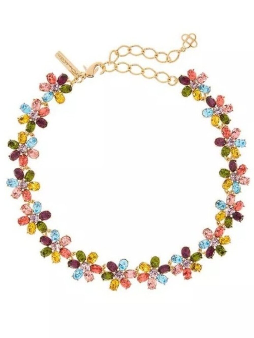 Oscar de la Renta Multi Floral Crystal Necklace